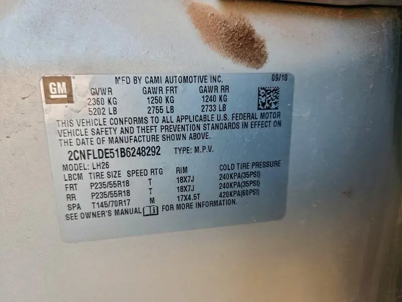 2011 CHEVROLET EQUINOX LT  