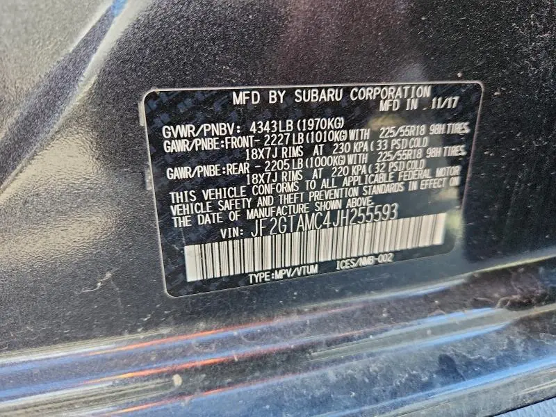 2018 SUBARU CROSSTREK LIMITED  