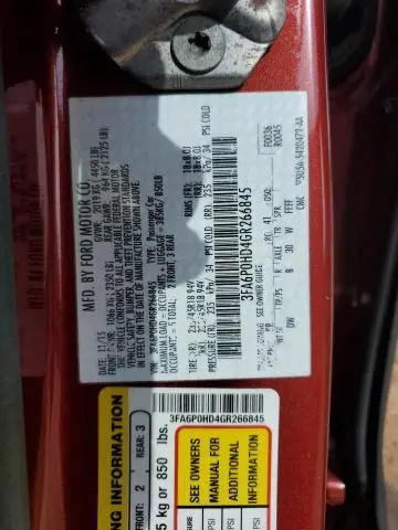 2016 FORD FUSION   
