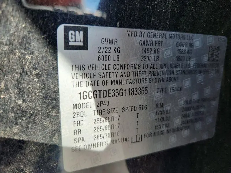 2016 CHEVROLET COLORADO Z71  