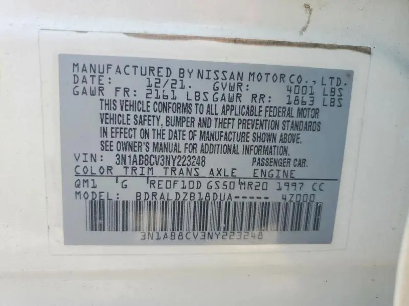 2022 NISSAN SENTRA SV  