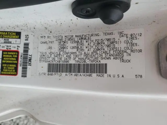 2012 TOYOTA TACOMA   