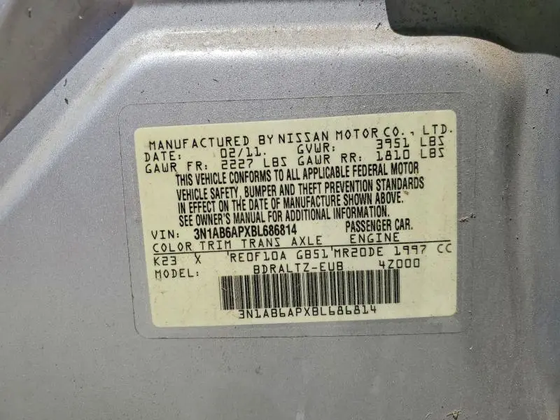 2011 NISSAN SENTRA 2.0  