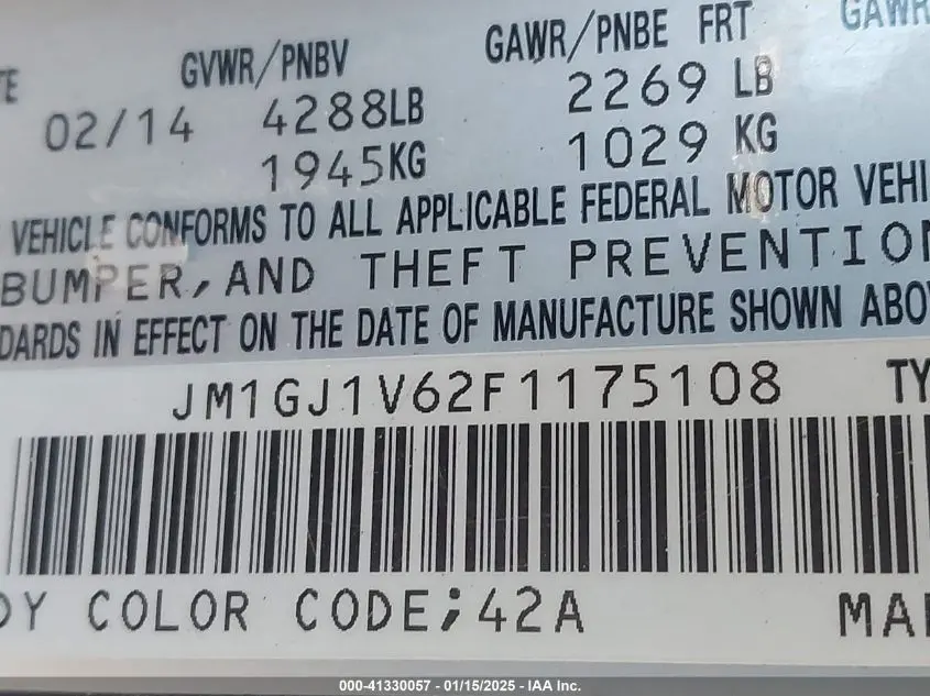 2015 MAZDA MAZDA6 I TOURING