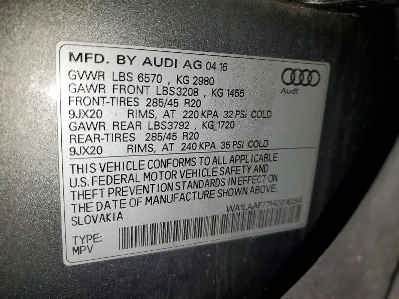 2017 AUDI Q7 PREMIUM PLUS  