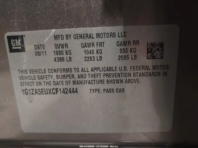 2012 CHEVROLET MALIBU LS