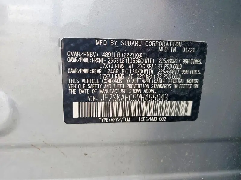 2021 SUBARU FORESTER PREMIUM  
