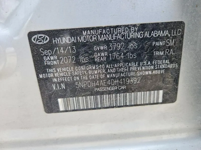 2013 HYUNDAI ELANTRA GLS  