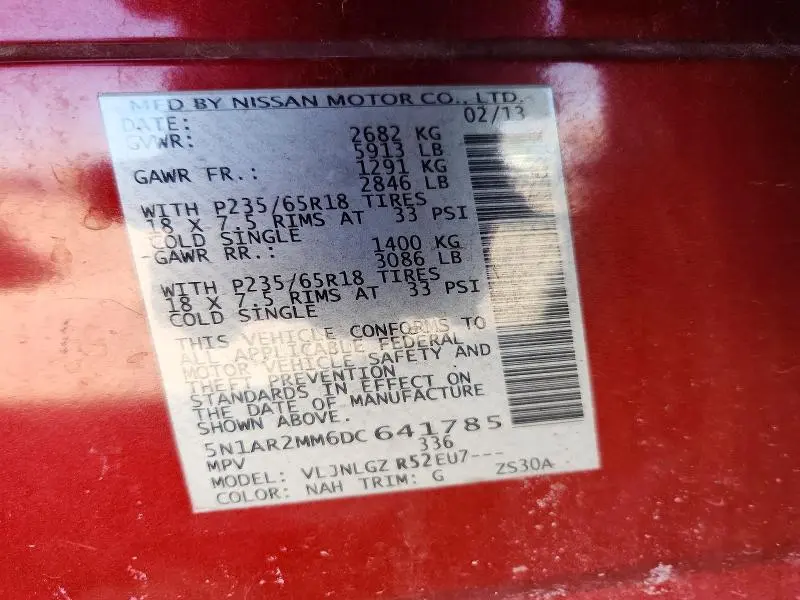 2013 NISSAN PATHFINDER S  