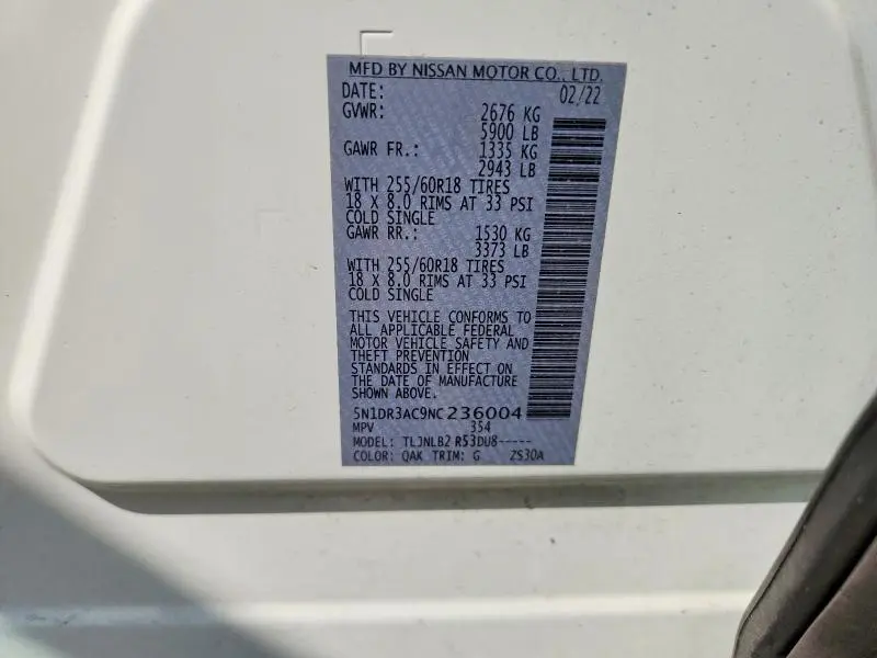 2022 NISSAN PATHFINDER S  