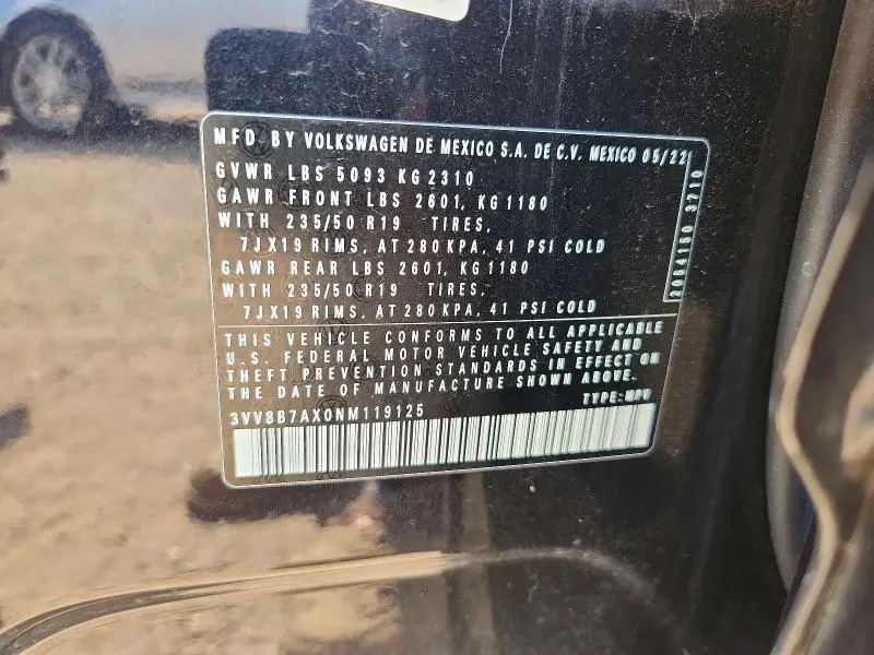 2022 VOLKSWAGEN TIGUAN SE R-LINE BLACK  