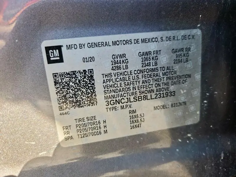 2020 CHEVROLET TRAX 1LT  