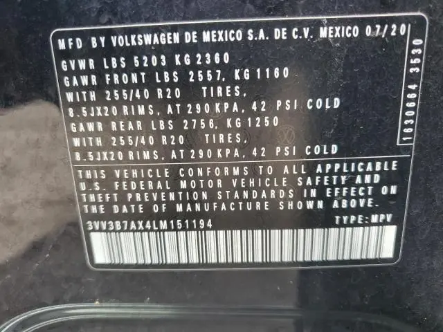 2020 VOLKSWAGEN TIGUAN SE  