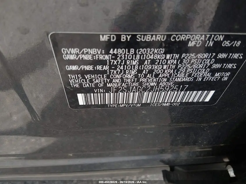 2018 SUBARU FORESTER 2.5I PREMIUM