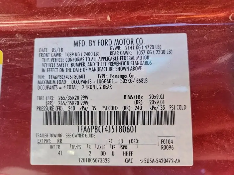 2018 FORD MUSTANG GT  