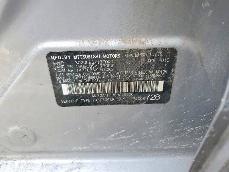 2015 MITSUBISHI MIRAGE ES  