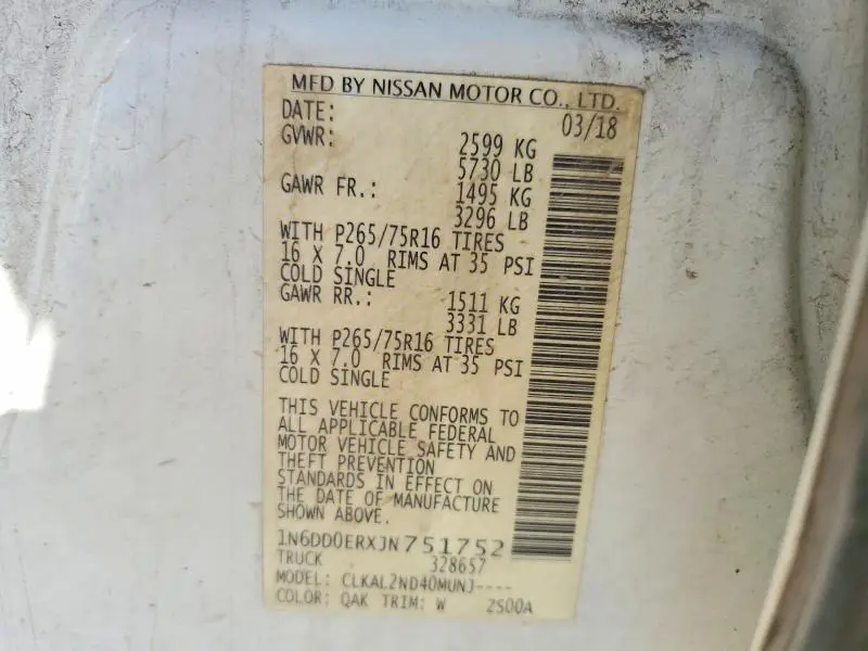 2018 NISSAN FRONTIER   