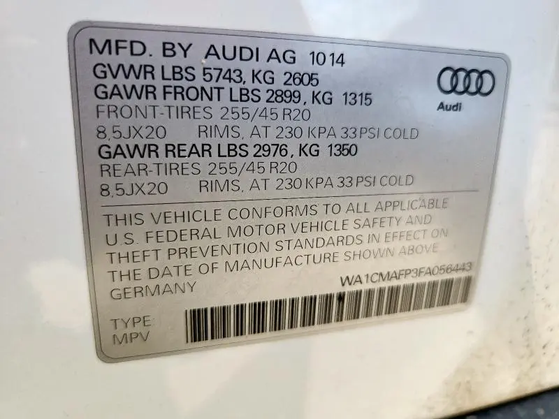 2015 AUDI Q5 TDI PREMIUM PLUS