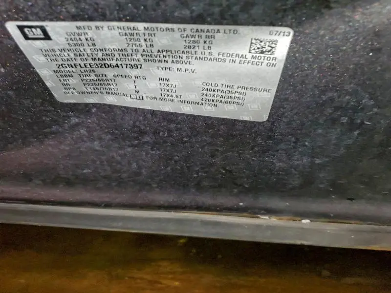 2013 CHEVROLET EQUINOX LT  