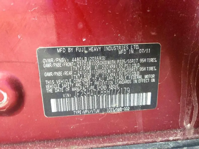 2011 SUBARU FORESTER 2.5X PREMIUM  