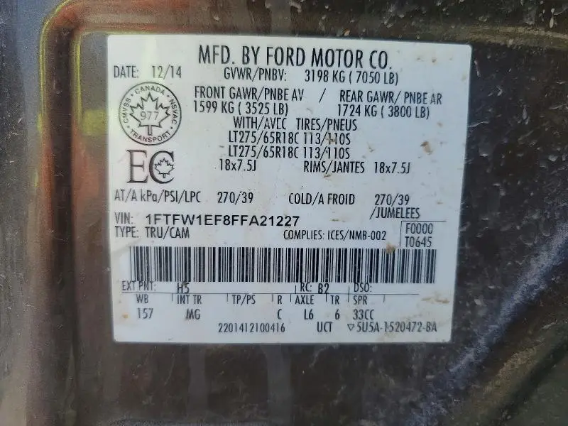 2015 FORD F150 SUPERCREW  
