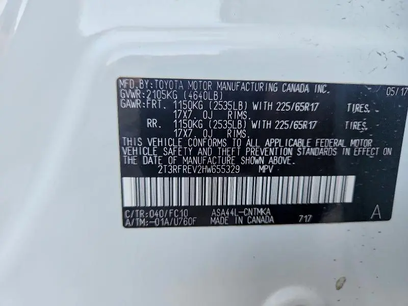 2017 TOYOTA RAV4 XLE  