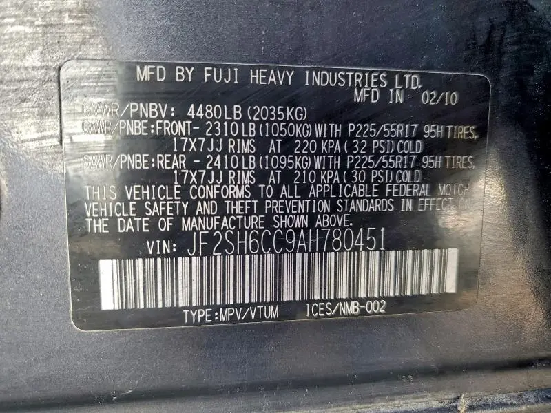 2010 SUBARU FORESTER 2.5X PREMIUM  