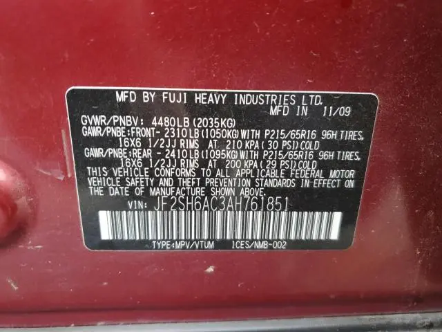 2010 SUBARU FORESTER 2.5X  