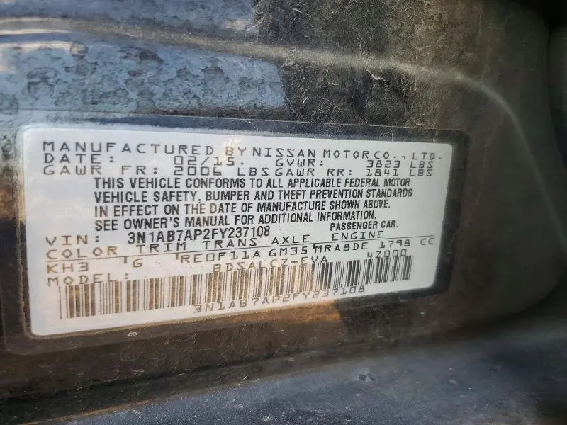 2015 NISSAN SENTRA S  