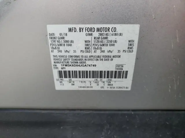 2018 FORD EXPLORER XLT  