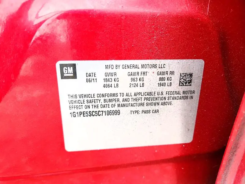 2012 CHEVROLET CRUZE LT  