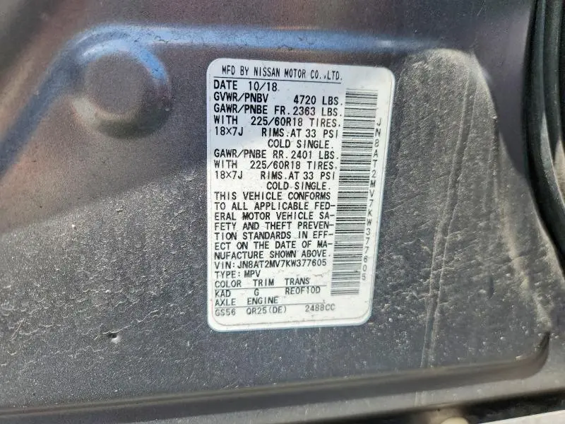 2019 NISSAN ROGUE SV  