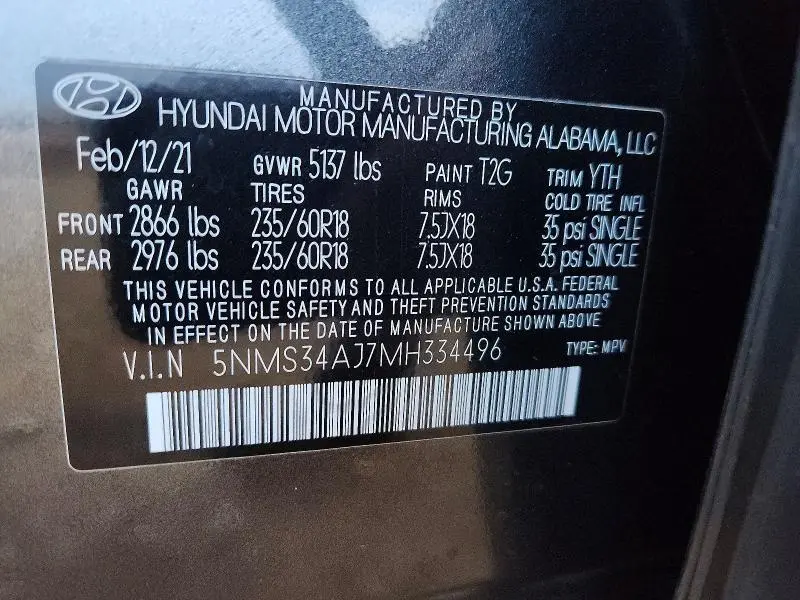 2021 HYUNDAI SANTA FE SEL  