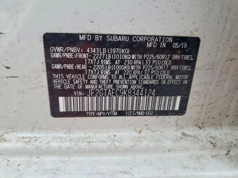 2019 SUBARU CROSSTREK PREMIUM  