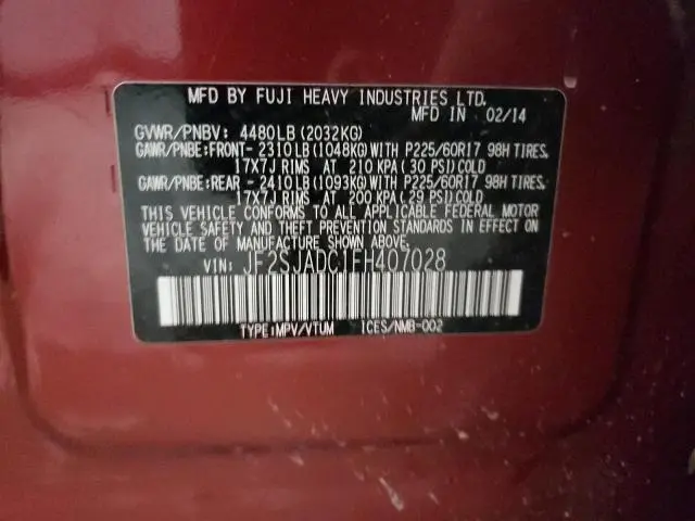 2015 SUBARU FORESTER 2.5I PREMIUM  