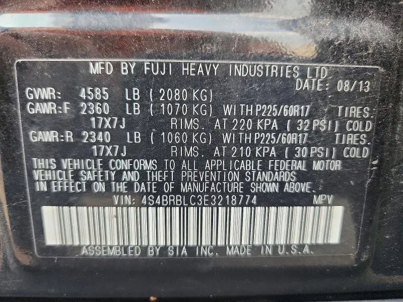 2014 SUBARU OUTBACK 2.5I LIMITED  