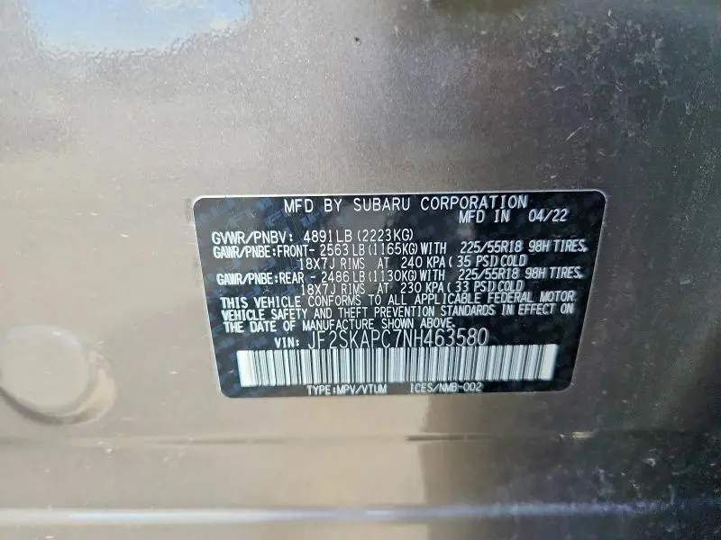 2022 SUBARU FORESTER LIMITED  