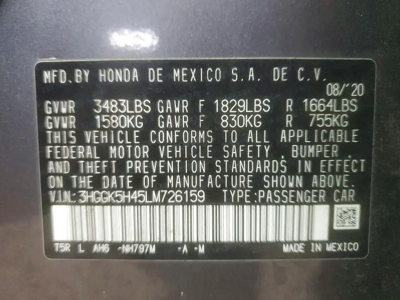 2020 HONDA FIT LX  