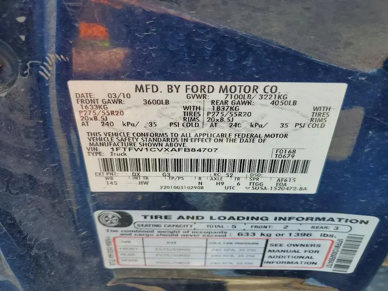 2010 FORD F150 SUPERCREW  