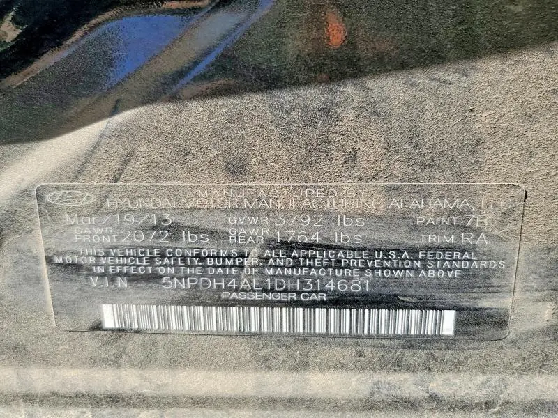 2013 HYUNDAI ELANTRA GLS  