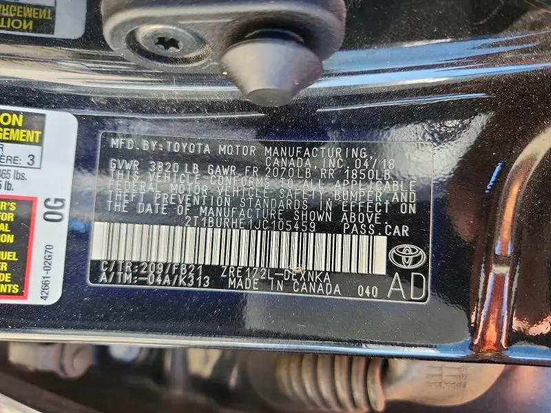 2018 TOYOTA COROLLA LE  