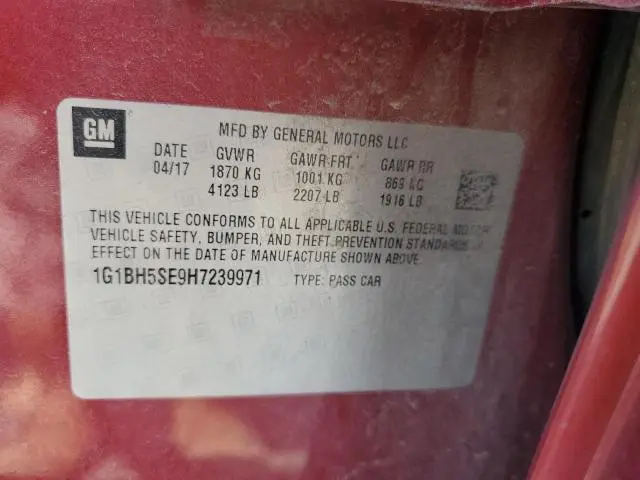 2017 CHEVROLET CRUZE LT  