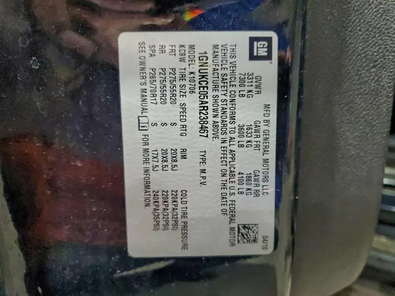 2010 CHEVROLET TAHOE K1500 LTZ  