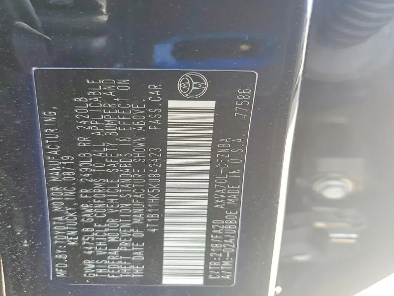 2019 TOYOTA CAMRY LE  