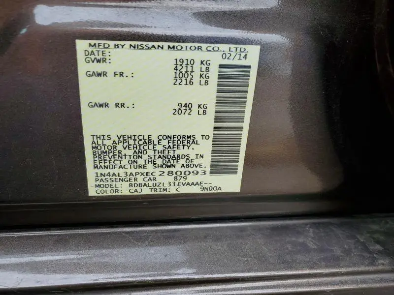 2014 NISSAN ALTIMA 2.5 SV  