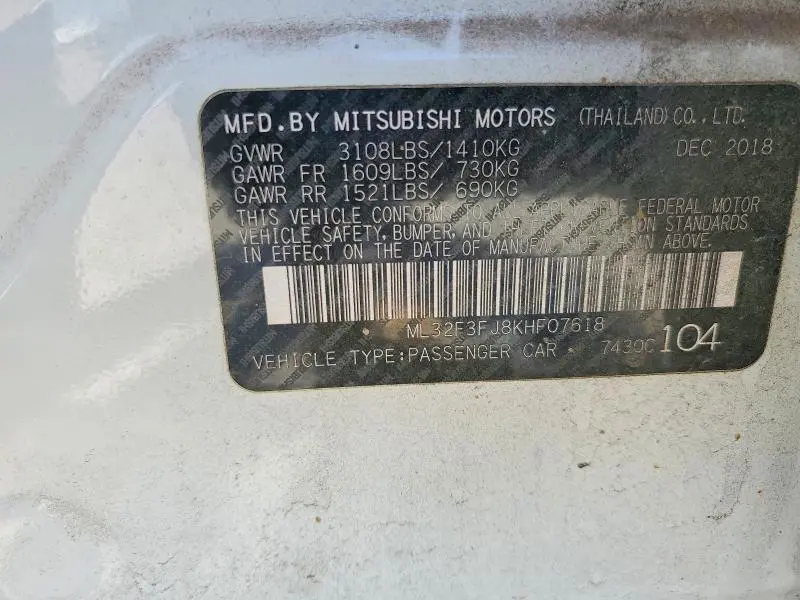 2019 MITSUBISHI MIRAGE G4 ES  