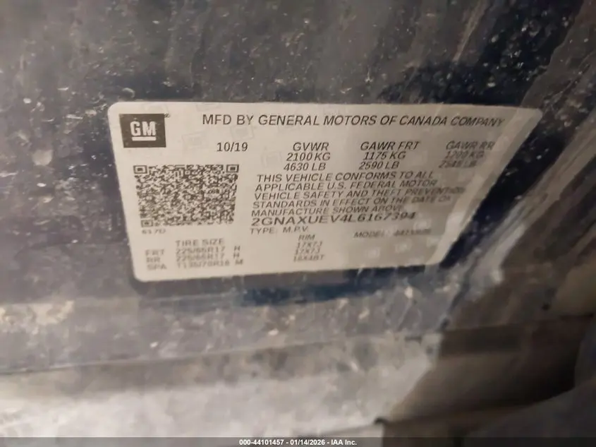 2020 CHEVROLET EQUINOX AWD LT 1.5L TURBO