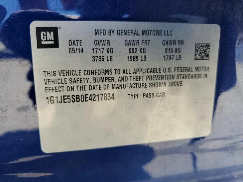 2014 CHEVROLET SONIC LTZ  