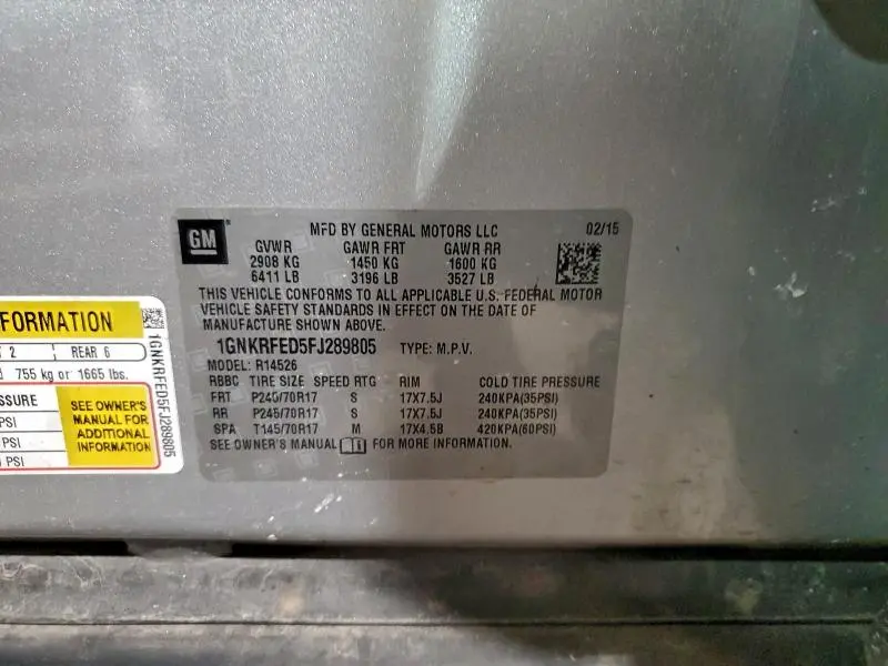 2015 CHEVROLET TRAVERSE LS  