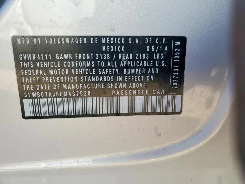 2014 VOLKSWAGEN JETTA SE  